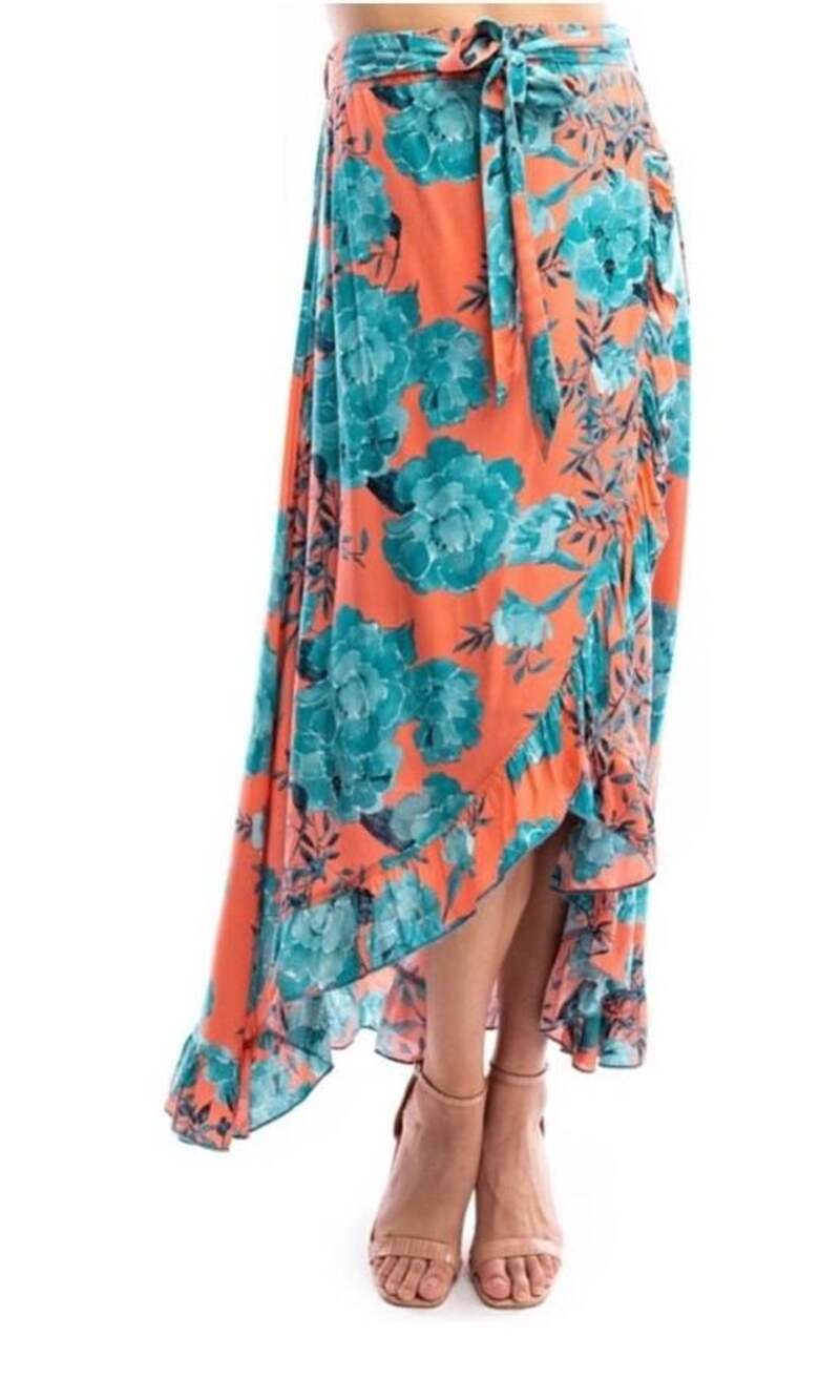 Anthropologie Solitaire Seaside Sunset Wrap Skirt Size Small